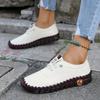 Women Shoes Platform Loafers Lace Up Leather Flats Slip-On Mom Shoe Mujer Zapatos Chaussure Femme