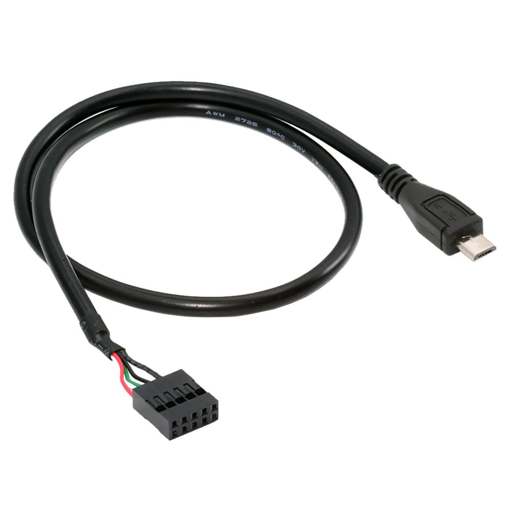 Xiwai Адаптер-удлинитель USB-разъема материнской платы на Micro USB для мини-монитора, сенсорной панели, камеры 2.0 9-контактный 10-контактный 5-контактный кабель, 1,65 фута/50 см,