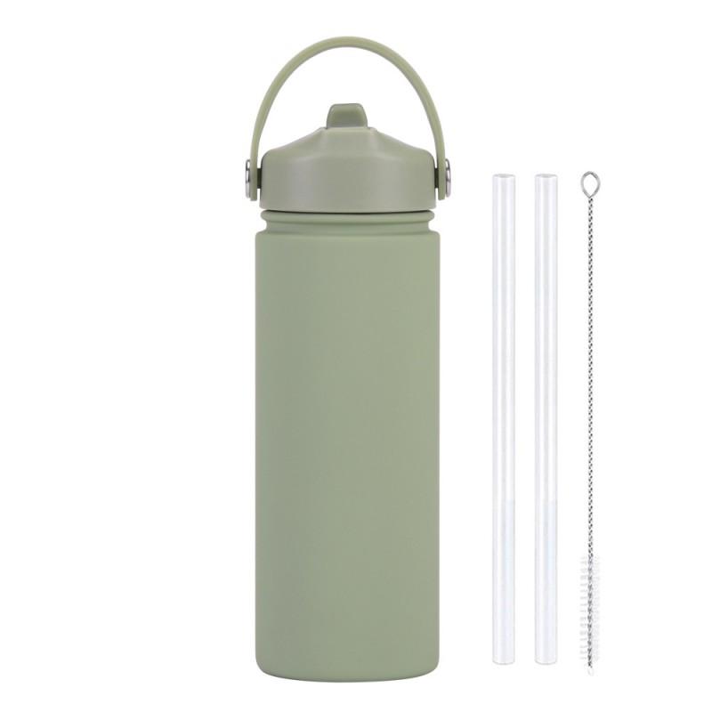 550ml Stainless Steel Insulated Travel Water Bottle With Wide Mouth Carry Strap Sip Lid Outdoor Sports Daily Use