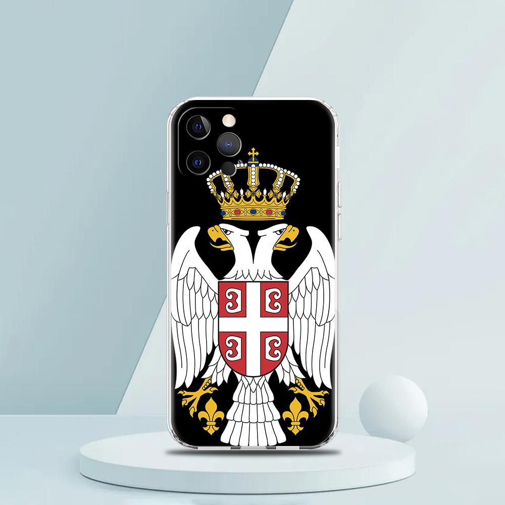 Мягкий прозрачный чехол-бампер из ТПУ для iPhone 16,15,14,13,12,11,Pro,Max,16E,8,7,Plus,XS Max, Обложка с флагом Сербии, Fundas Capa Сумка