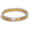 Yhpup 21cm Men Stainless Steel Metal Watch Band Cuban Chain Bracelet Bangle Statement 18K Gold Plated Waterproof Jewelry Bijoux