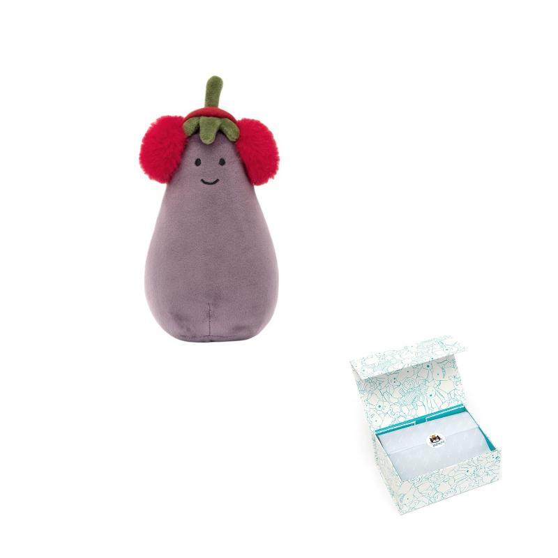 Jellycat Серия «Веселая еда» Тепло-красные амбушюры Яркий баклажан Успокаивающая спящая кукла Плюшевая кукла Сидячая высота 16 см Высота