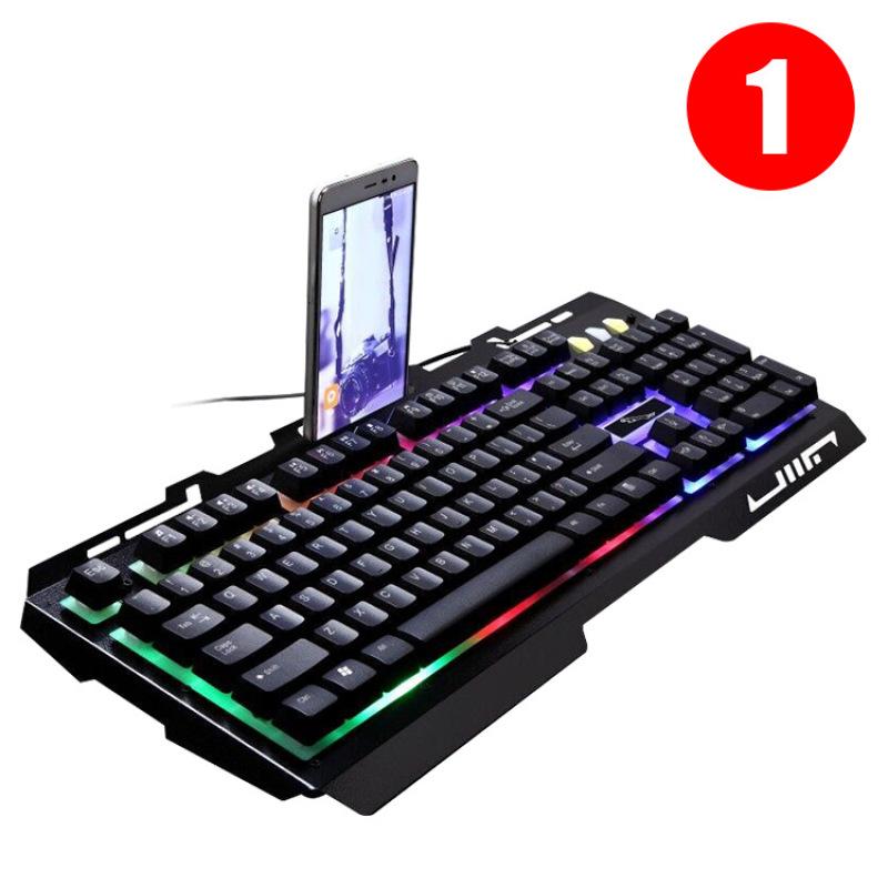 Wired Keyboard Robotic Feel Metal Luminous Backlight Mobile Phone Stand Holder Gaming