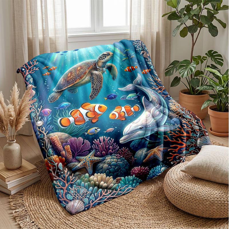 Ocean Life Adventure 53 Theme blanket Lightweight Warm Flannel Blanket Decorative Throw Blanket for Home Decoration