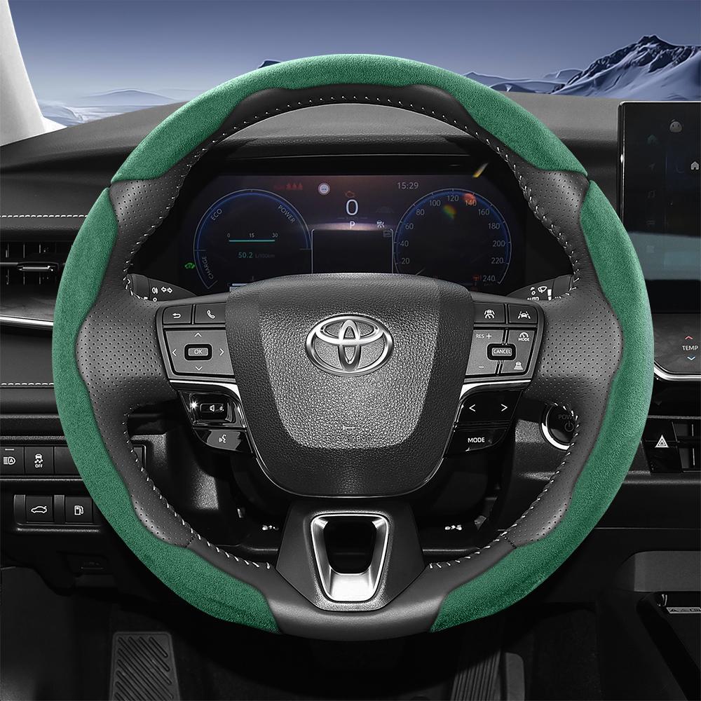 EKER4 Suitable for Toyota Sports Suede Steering Wheel Cover with Split Snap-On Design for Rav4 Hilux Camry Yaris Corolla Cross Kluger Grand 