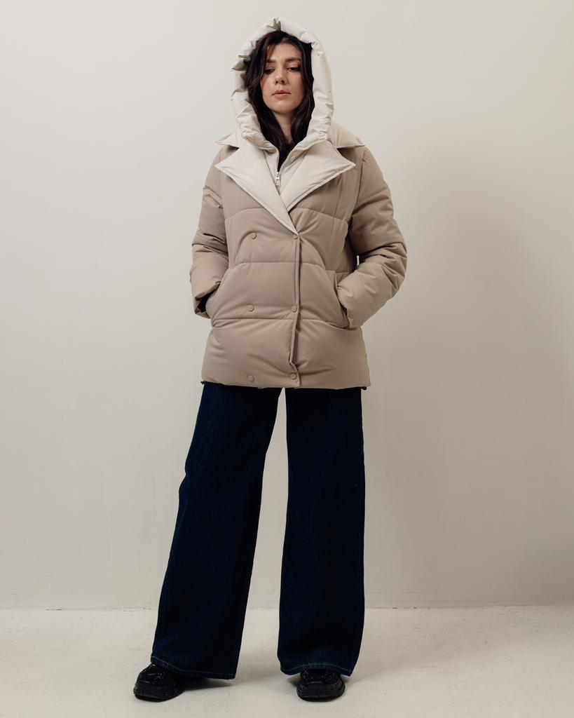 Куртка с поясом HAIZIYUAN 824 M бежево-молочная