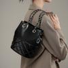 Leather Small Fragrant Wind Rhombus Chain Bucket Bag Senior Sense Niche Single Shoulder Crossbody Bag Woman