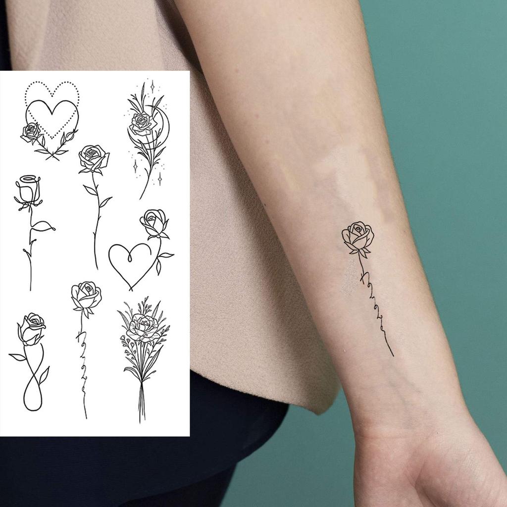 1 Sheet Black Butterfly Temporary Tattoos For Women Adults Fake Water Transfer Letter Tattoo Sticker Neck Hands