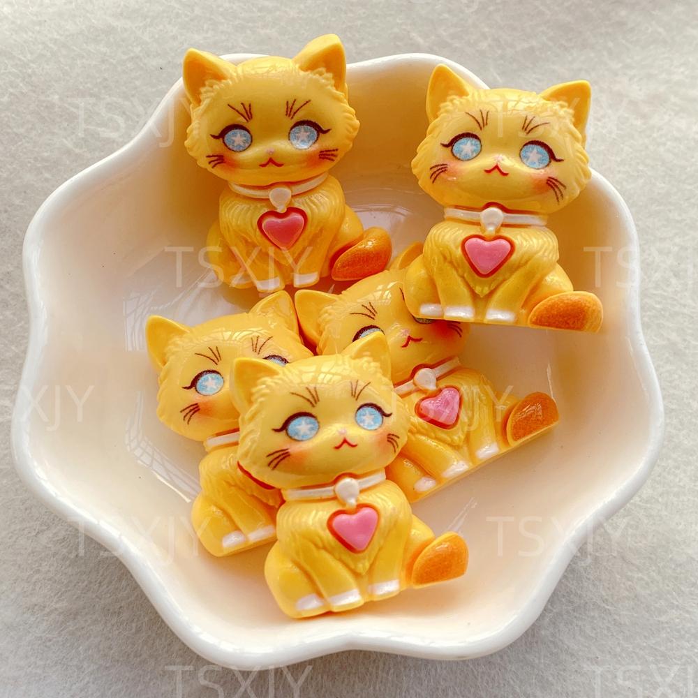 6 шт. Новый цветной милый мультяшный 3D животное котенок Плоская спинка Кабошон Камень Скрапбукинг DIY Декор Фигурки Поделки Аксессуары