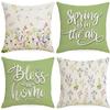 New Pillowcase Spring and Summer Letters Flower and Grass Linen Pillowcase Decoration