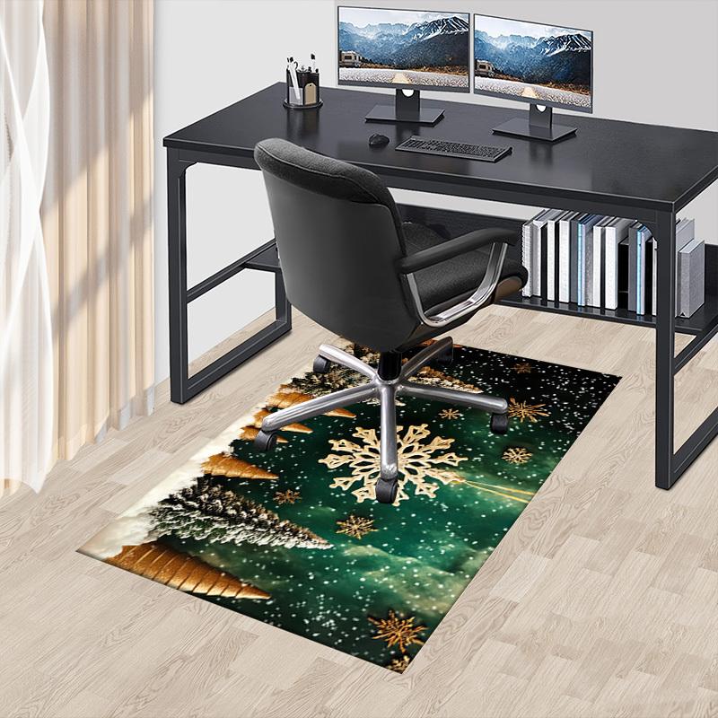 snowflake tree Crystal Velvet Office chair mat Area Rug - Non-Slip, Floor Mat, Office Desk Chair Rugs,Christmas Gift-1106104