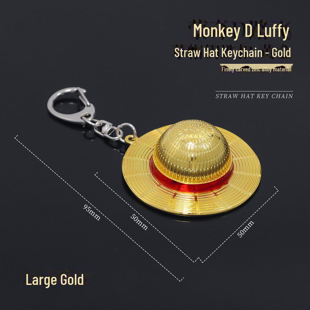 One Piece Anime Monkey D Luffy Straw Hat Metal Keychain Pendant