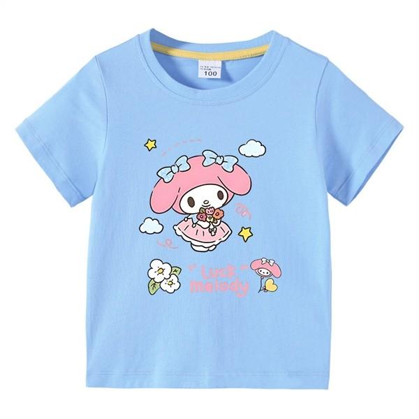 Melody Baby Girl Childrens Short Sleeved Tshirt Made of Pure Cotton 2026 New Fashionable Summer Parentchild Outfit