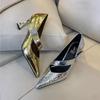 Fashion Pumps Sexy High Heels Women's Shoes 2025 Trend Fashion Sequins Lolita Retro Pointed Toe Silver Gold Loafer Elegant Church Shoes