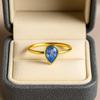 Blue Sapphire Teardrop Gold Plated Ring for Women – Elegant Gemstone Jewelry