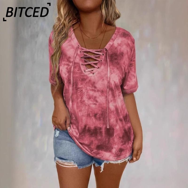 BITCED Женская Мода Повседневные Блузки и Рубашки с Коротким Рукавом и V-образным Вырезом