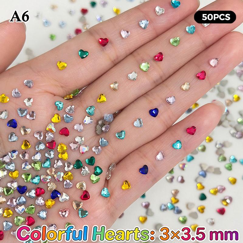 50Pcs Shiny Five-Pointed Star Nail Decor Rhinestones Colorful Mini Flatback for Girls DIY Nail Art Craft
