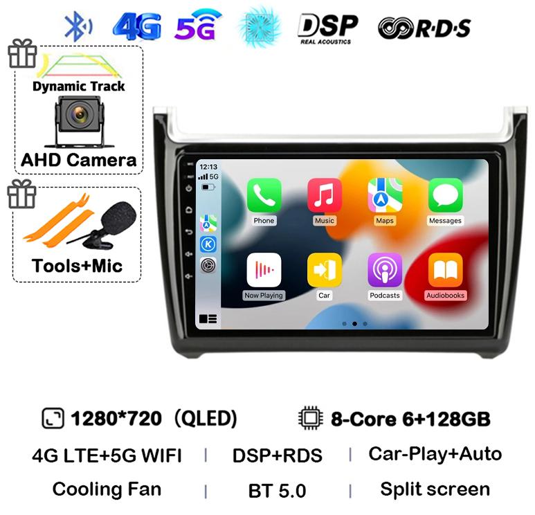 Android 14 Carplay Auto 2din Car Radio For Volkswagen VW Polo 2008-2020 Multimedia Video Player GPS Head Unit Stereo 360 Camera