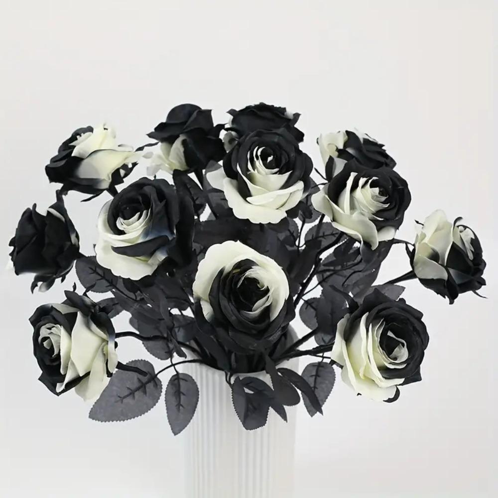 Gothic Halloween Artificial Rose Flowers Soft Silk Simulation Flowers Home Garden Party Decor