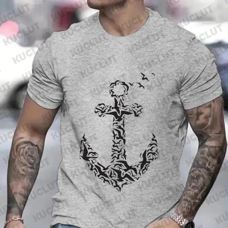 Футболка для мужчин Летняя мода Капитан Y2k Графический принт Топы Морской матрос Пляжные футболки Мужская одежда Оверсайз Уличная одежда