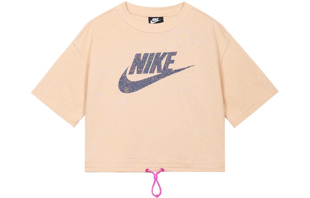 Nike Укороченные топы женские розовые с круглым вырезом умеренные CJ2276-287