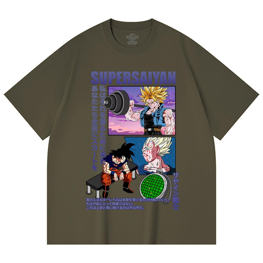 230 Gsm 100% Cotton Dragon Ball V70 Super Saiyan Print Unisex Heavy Cotton T Shirt