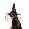 Witch Hat Mesh Yarn Cover Butterflies Design Women Cosplay Hat Halloween Theme Magical Mystery Accessory