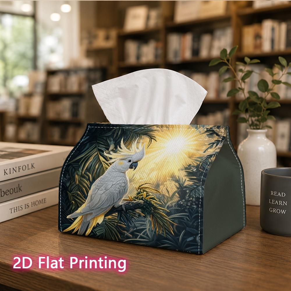 1pc, 2d Flat Printing, Tissue Box Tropical Parrot Notebook Pattern Printed Tissue Box, Suitable for Napkin Storage in Cars, Kitchens, and Restaurants,