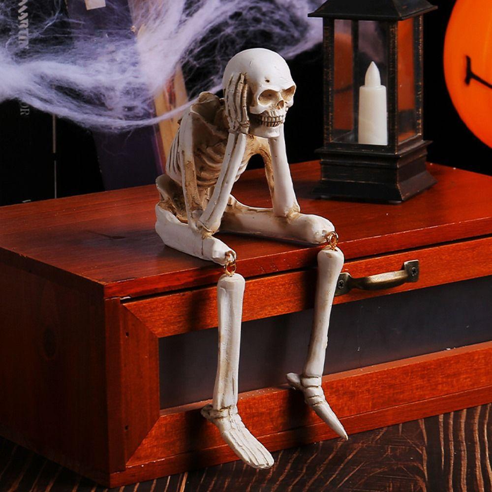 Resin Hanging Leg Skeleton Don't Look Don't Listen Don't Say Bone Model Halloween
