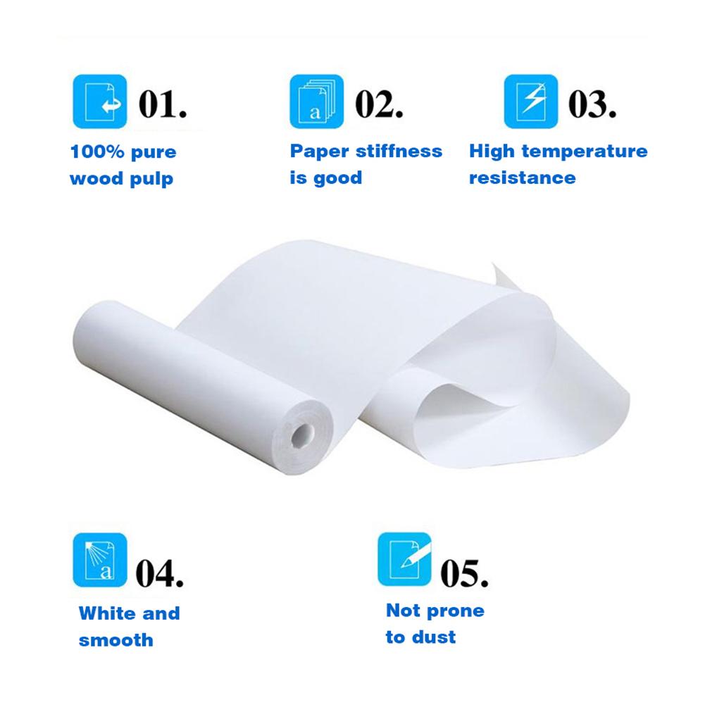 5 Rolls Photo Printing Paper Inkless 210x30mm Thermal Printing Paper Rolls Oil Resistance White Printer No Toxic for Home Office
