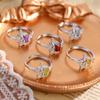 Natural stone flower fly butterfly dance ring women's s925 sterling silver adjustable ring high-end accessories fashionable and elegant jewelry gifts