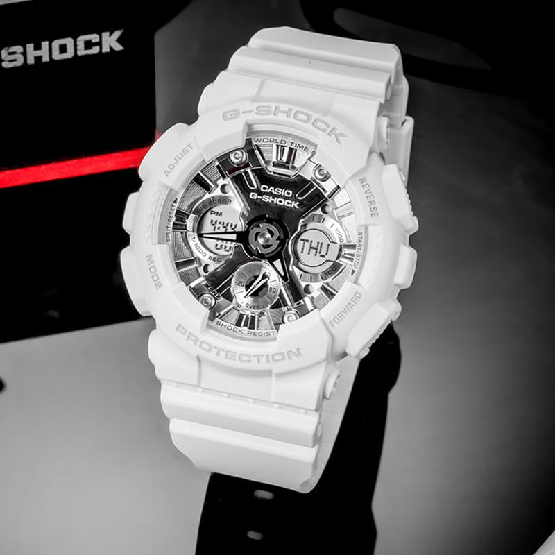 CASIO Men Liquid Crystal/Analog Dual Display Series Silver Watch GMA-S120MF-7A1 GMA-S120MF-7A1