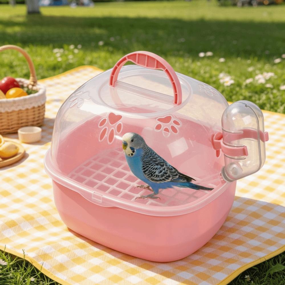 Transparent Travel Bird Cage Large Space Small Animal Carrier Universal Parrot Carry Box  Small Pet