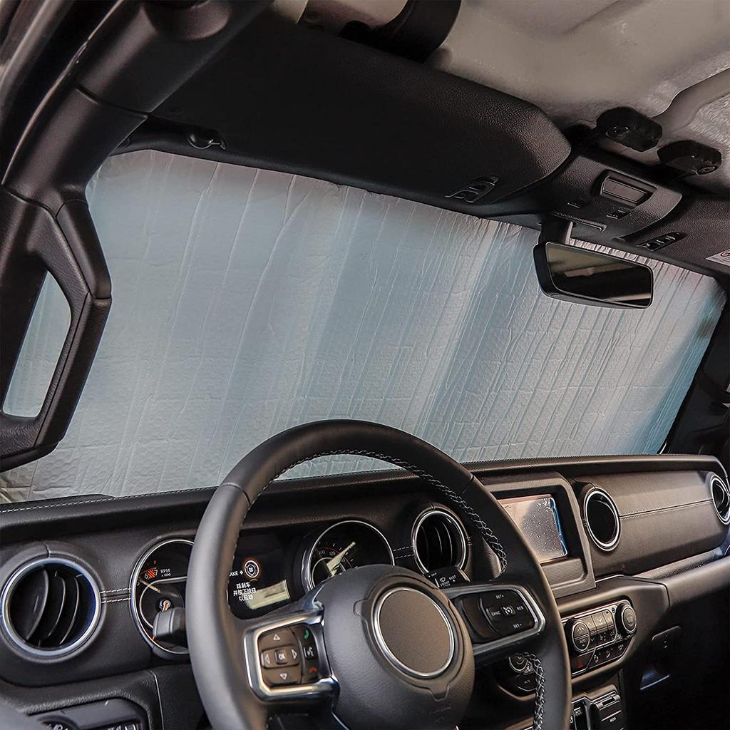 Солнцезащитный козырек на лобовое стекло для Jeep Wrangler TJ JK JKU 1997-2018 JL JLU 2018-2024+ Gladiator JT 2020-2024+ Солнцезащитные козырьки Теплозащитный экран