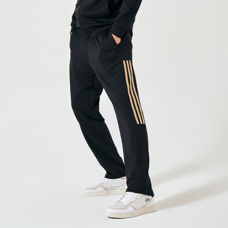 adidas Прямые брюки в стиле ретро с полосками по бокам, спортивные повседневные брюки унисекс, черные, золотые TR90PT-BG