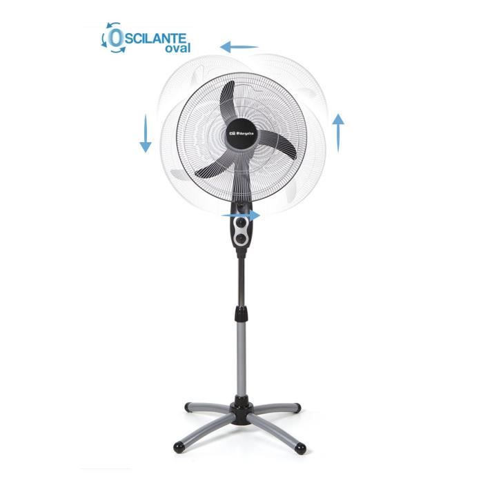 Ventilateur Sur Pied - Orbegozo - SF 0156 - 45 Cm - Noir/Argent - 3 Vitesses