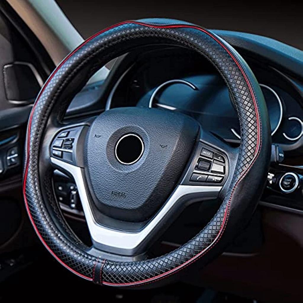 Универсальный автоматический чехол на руль Прочный чехол на руль из натуральной кожи 38 см/15 дюймов Противоскользящий чехол на руль Рулевое колесо Pr