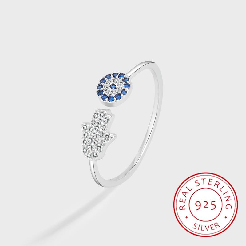 Fashion Irregular Palm Round Sapphire Full Zircon Couple Ring for Women 100% Original Sterling Silver Anniversary Gift Jewelry