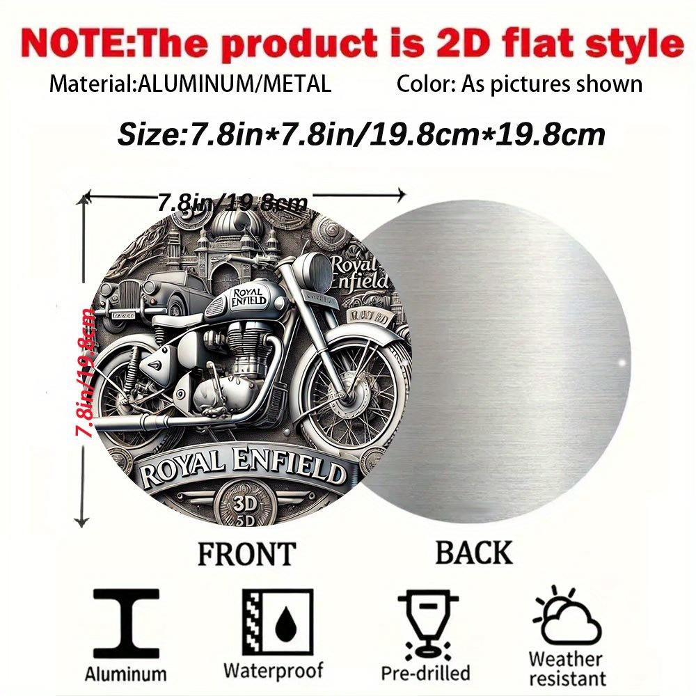 Mfoever Tin Sign Vintage Royal Enfield Motorcycle Round Metal Tin Sign Retro D Effect Motorbike Wall Decor Art Plaque for Garage Man Cave Bar