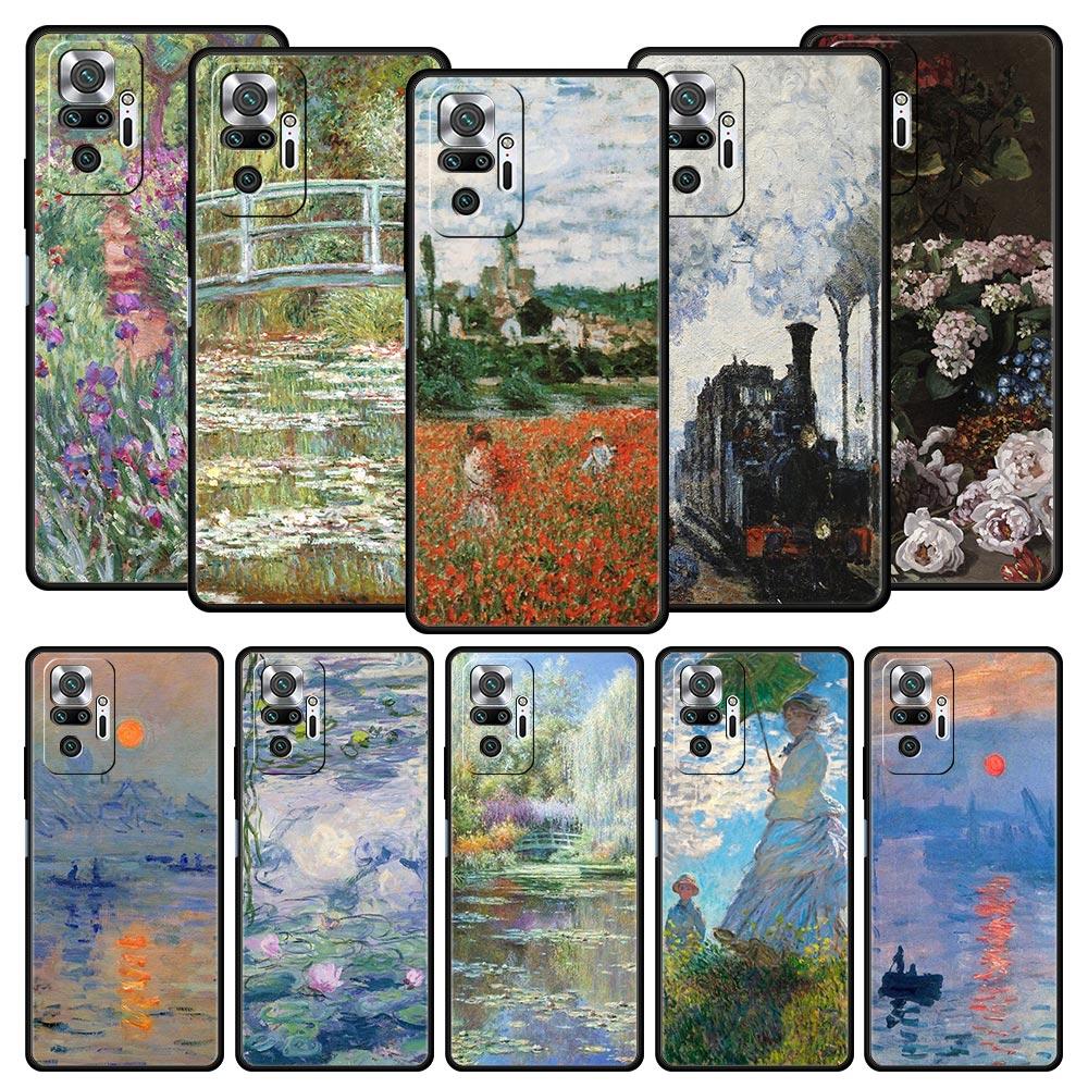 Чехол для телефона с картиной Клода Моне в стиле импрессионизма Для Xiaomi Redmi Note 14 13 5G 10 11 12 Pro Plus 4G 14C 13C 12C 10C Черный Чехол