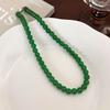Round Green Beads Necklace 4 6 8 10mm Collarbone Chain New Choker Necklace  Gifts