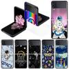 Роскошный чехол для Samsung Galaxy Z Flip 4 3 5G Черные жесткие ПК чехлы для телефона Модная задняя крышка ZFlip Funda Космический крутой чехол с астронавтом