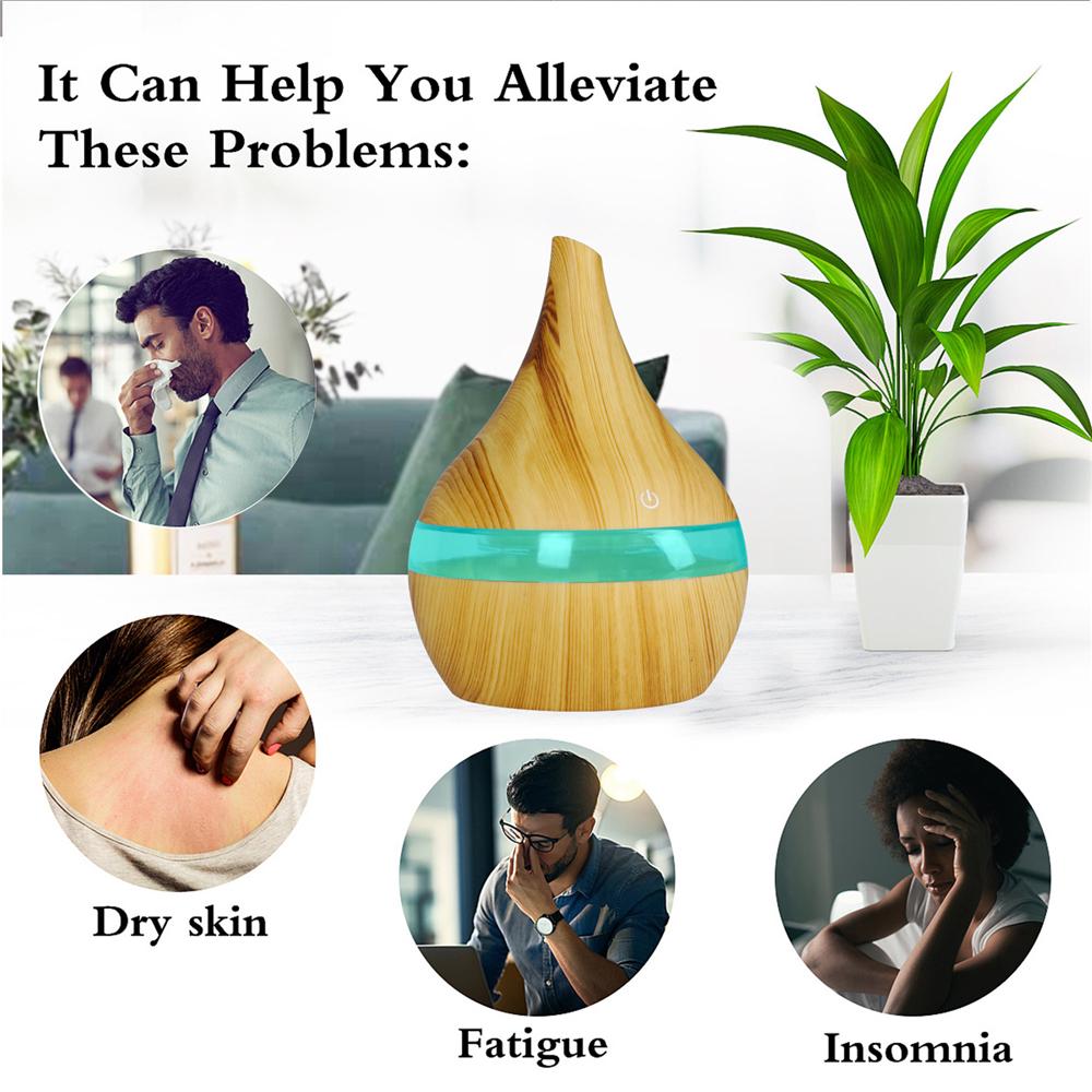 Диффузор воздуха Дерево Ультразвуковой увлажнитель воздуха Ароматерапия эфирными маслами Генератор прохладного тумана для дома