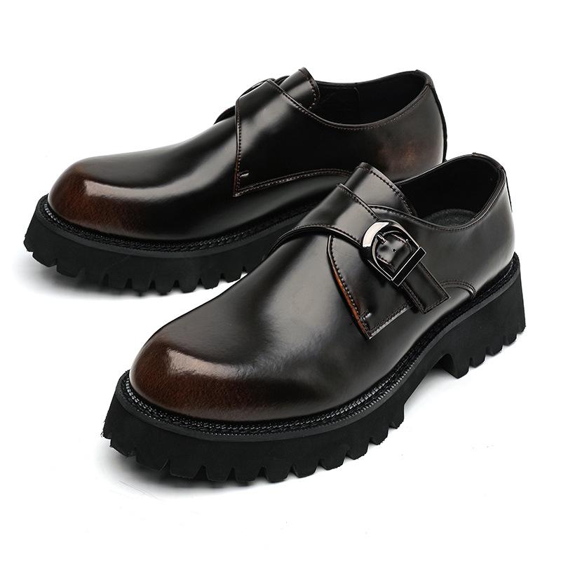 Британские повседневные кожаные туфли мужские деловые деловые туфли на платформе с увеличением высоты на одну педаль 2024 новые мужские туфли 39569-R