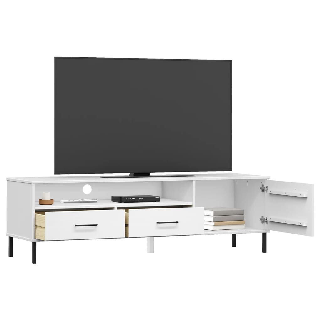 Vidaxl Szafka Pod Tv Oslo, Metalowe Nóżki, Biała, Sosnowa