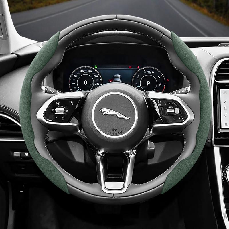 vcxja9 Suitable for Jaguar Anti-Slip Buckle Segmented Suede Steering Wheel Cover Suitable for Xf X250 Xe E Pace F Xj I