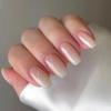Pink and White Sky Milk Mid-Length Cute Simple European American Style False Nails