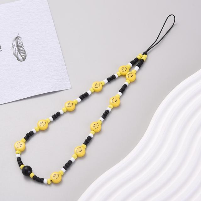 Модная Очаровательная цепочка для мобильного телефона с жемчугом и глиной, акриловая мультяшная ювелирная продукция для телефона для женщин и девочек, подвесной ремешок для телефона с защитой от потери