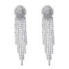 European & American Full Diamond Tassel Earrings: Elegant Slimming Bridal Jewelry