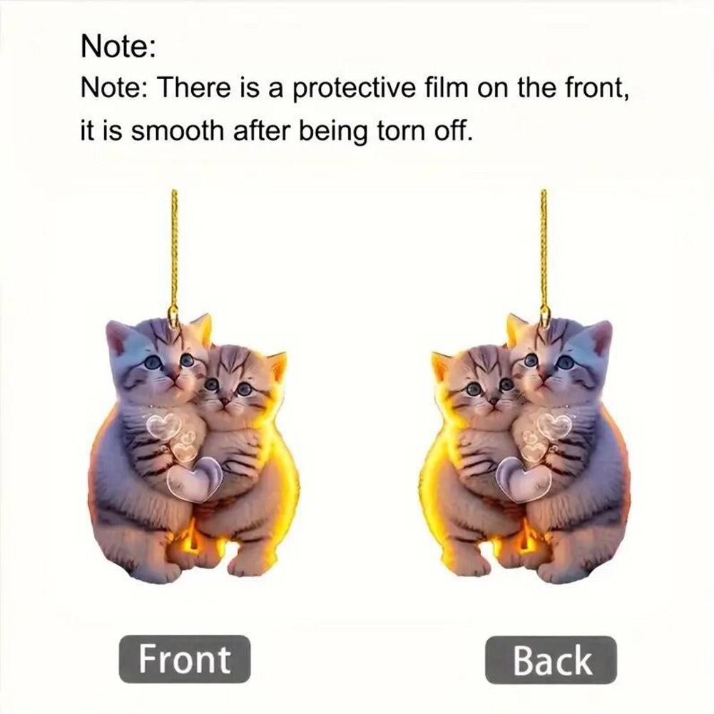 Акриловая парная подвеска в виде кошки 2D, украшение для кошки, акриловое парное зеркало, украшение для кошки, украшение для котенка, брелок для ключей с задним видом, подвесной V7V4